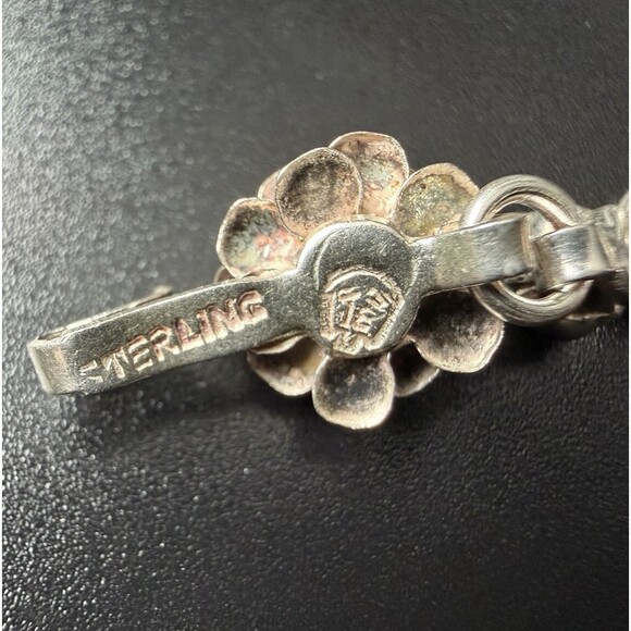 VINTAGE 50s TAXCO MEXICO STERLING SILVER TURQUOISE BLOSSOM FLOWER BRACELET 6.5” - Picture 13 of 16